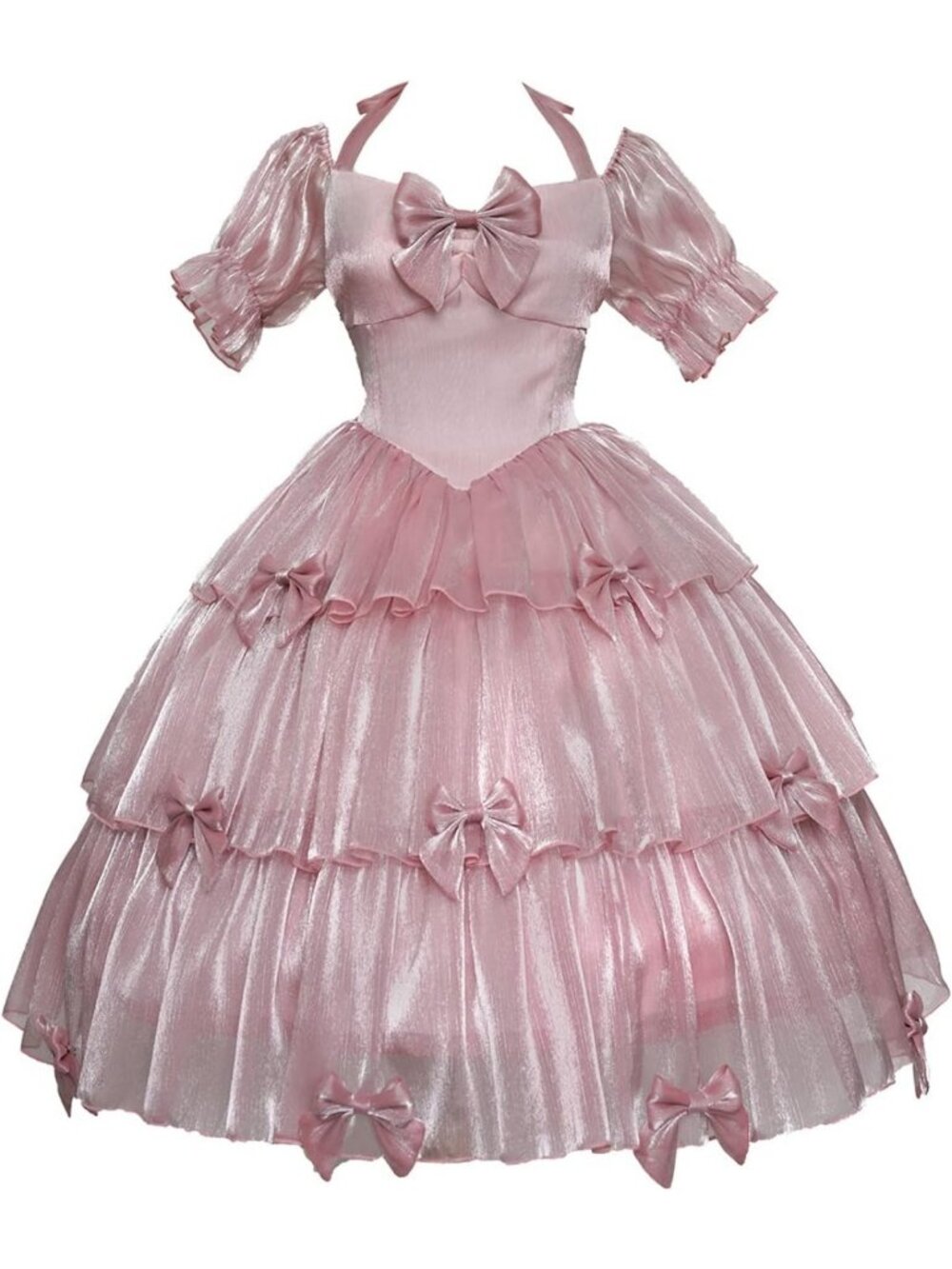 Gothic Pink Bow Layered Lolita Princess Party Dress for Women - Cute & Stylish